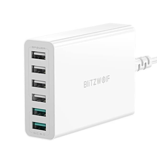 Oplader 6x USB Blitzwolf BW-S15, QC 3.0, 60 W (hvid)