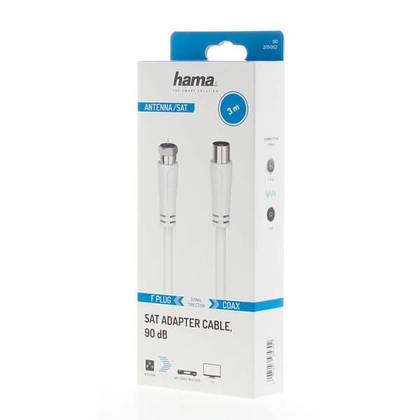 Antennekabel SAT 90dB F-Coax Hvid 3,0m