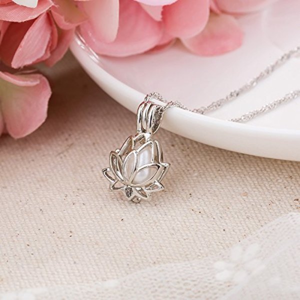 Halsband med lotusblomma - Lyser i mörkret Silver