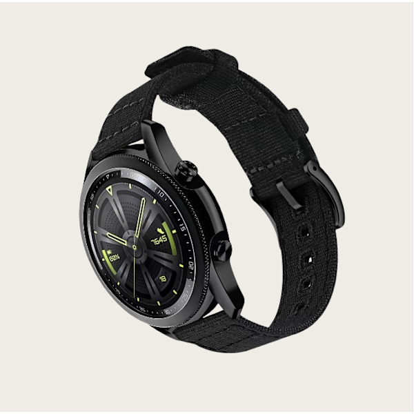Vævet lærredsrem med hurtigudløser til Huawei GT4 Sort 20 mm