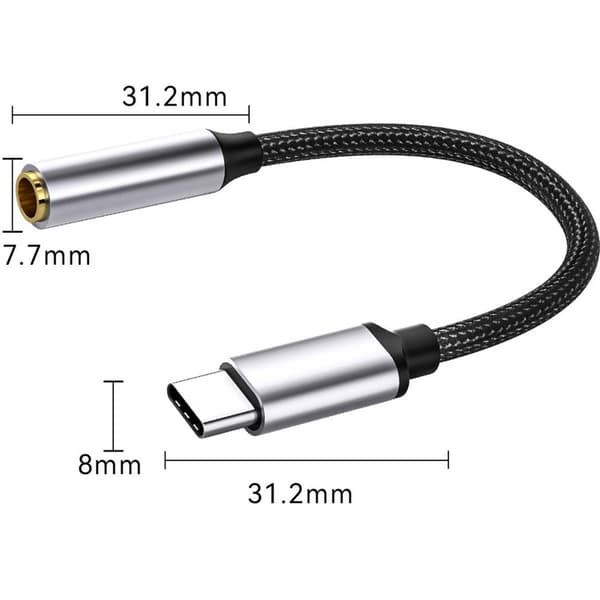 3.5mm til Type-C Audio Adapter Kabel - DAC Digital Dekodning og Hi-Fi Lydkvalitet Silver Silver