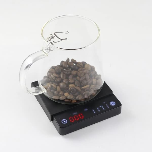Mini digital kaffevægt med timer, LED-display og USB-genopladeligt batteri til præcis brygning