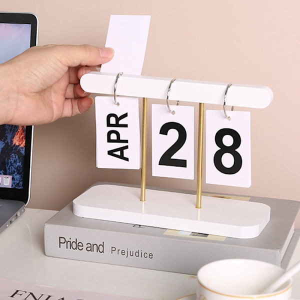 Modern minimalistisk träprydnad - evighetskalender White White