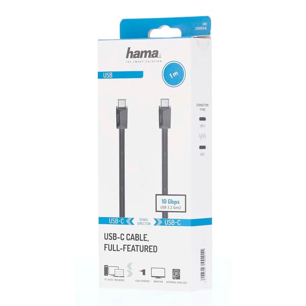 Kabel USB-C USB 3.2 Gen2 10 Gbit/s 1m Sort