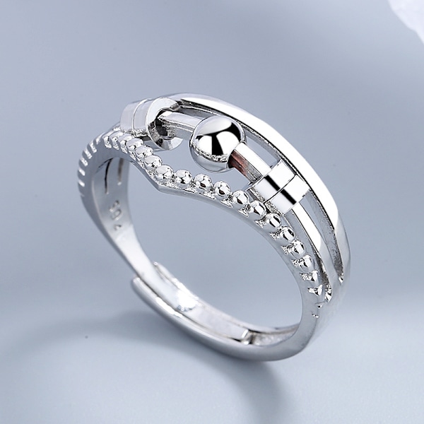 Justerbar Antistressring med Roterbara Pärlor Silver