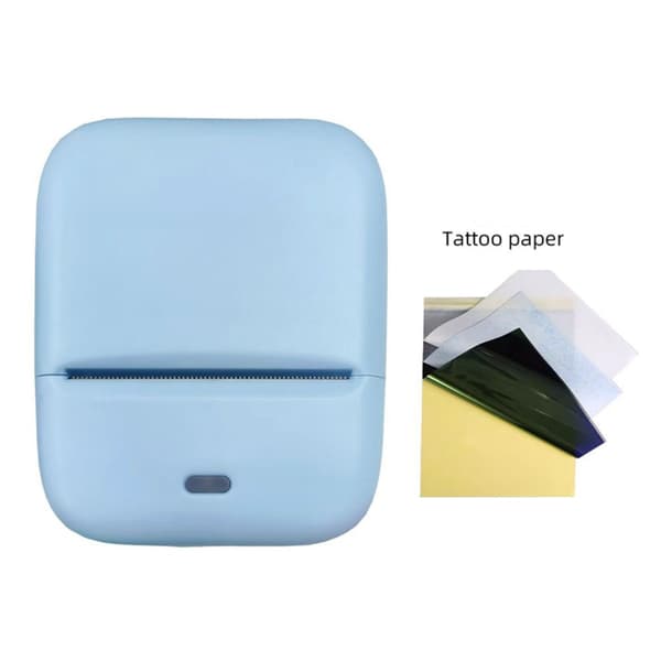 Mini Bluetooth-tatoveringsprinter – trådløs termoprint, 203 dpi og 48 mm, til designforberedelse i studie, hjemme og udendørs Blue Blue