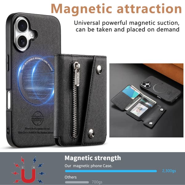 Svart Magnetiskt Plånboksfodral Kompatibelt med iPhone 17 Pro Max - Korthållare, Ställ, Stötsäkert