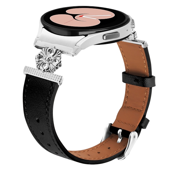 Klockarmband i äkta läder för Samsung Watch 4/5/6/7 Svart