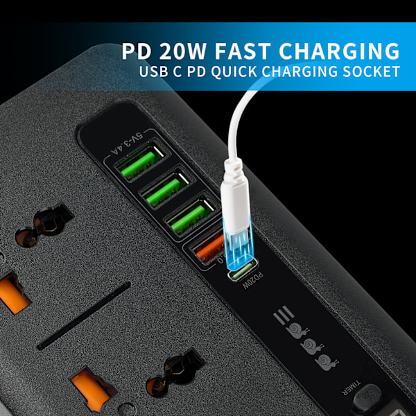 Universal Power Strip pikalatauksella - BKL-04 Musta
