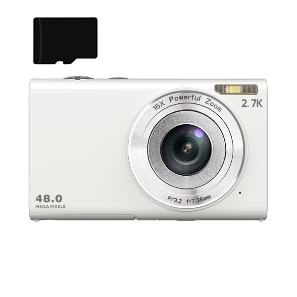 INF Digitalkamera 48MP 2,7K FHD 16X digital zoom, webcam, autofokus Vit