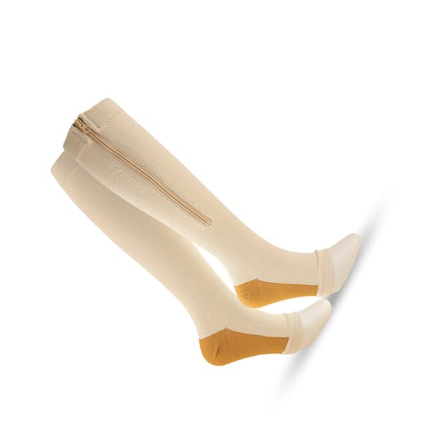 Lynlås kompressionsstrømper til kvinder og mænd Beige S/M Beige S/M