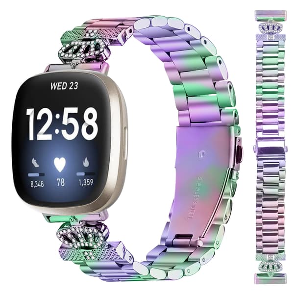 Glittrande klockarmband med tre pärlor för Fitbit Versa 3/4/Sense 2