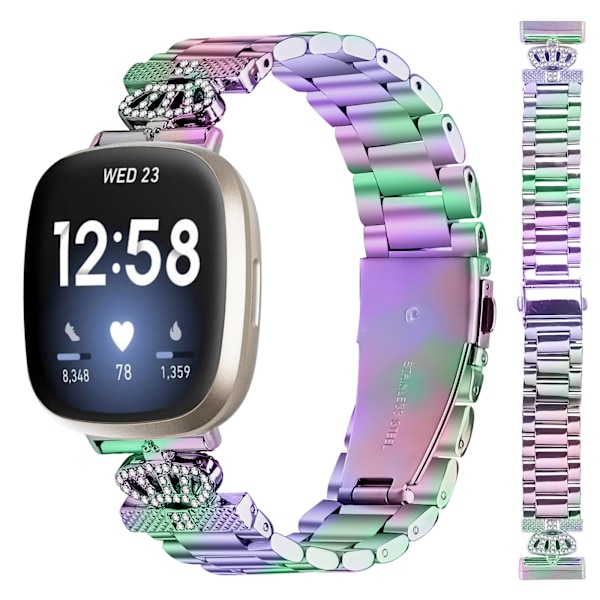 Kimalteleva kolmen helmen kruunu ranneke Fitbit Versa 3/4/Sense 2:lle