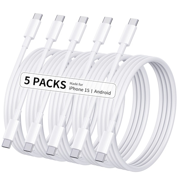 5-pack 2M CTO C datakabel, PD60W snabbladdningskabel 5-pack M