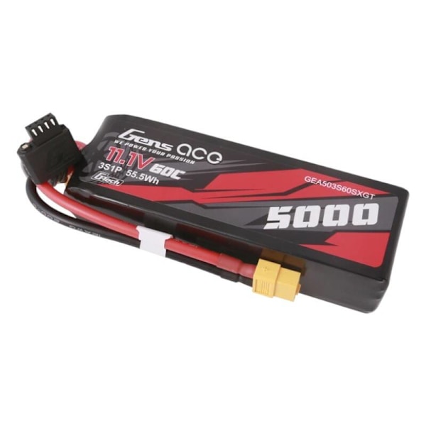 Gens ace G-Tech 5000mAh 11,1V 60C 3S1P Short-Size Lipo med XT60-kontakt