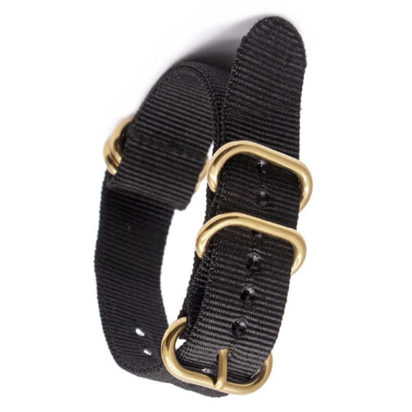 Nylonarmband med ovalt guldspänne Svart