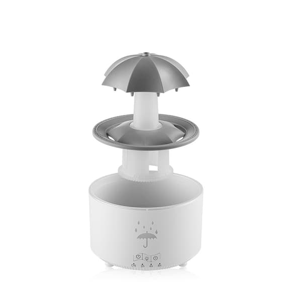 Rotationsvanddråbe Aroma Diffuser EU-stik - Ultralyd Luftfugter med Æterisk Olie Diffuser og 7-Farvet LED-lys White White