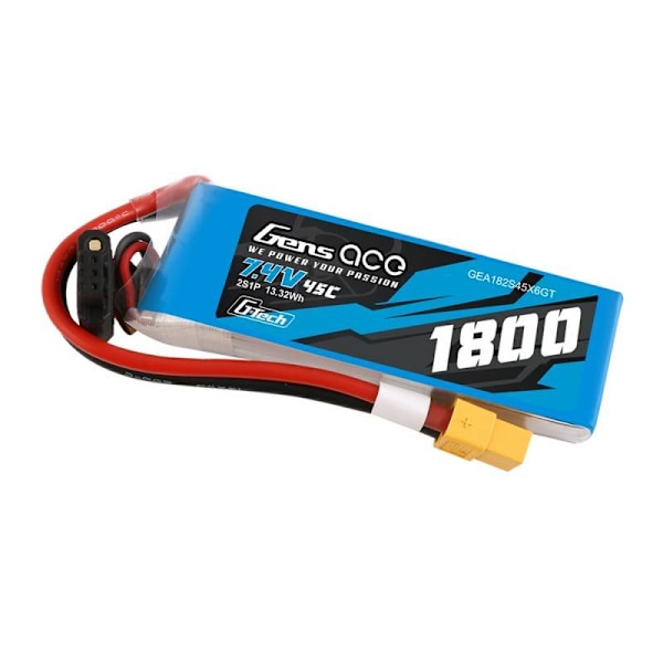 GensAce G-Tech LiPo 1800mAh 7,4V 45C 2S1P XT60 batteri