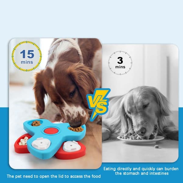Interaktiv Hundeskål med Fire Lag - Roterende Puzzle Foderautomat til Hunde - Fremmer Langsom Spisning