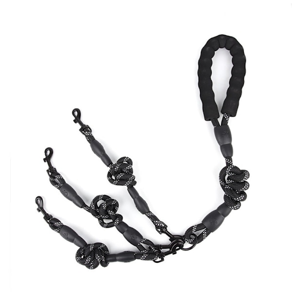 Hundesnor til 3 hunde - til mellemstore og store hunde - håndfri hundeluftning Sort