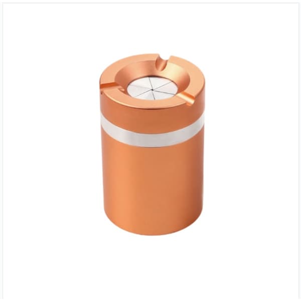 Orange askfat i aluminiumlegering med vindtät utformning och roterande, förseglat lock