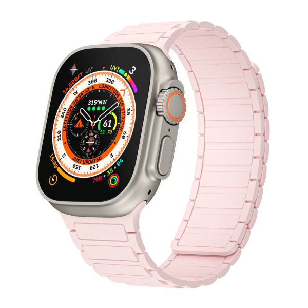 Silikone magnetrem til Apple Watch 1/2/3/4/5/6/7/8/9, Apple Watch SE Lyserød 42/44/45/49 mm