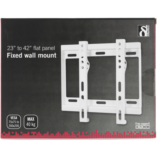 Wall mount, 23-42", 40 kg, VESA 75x75-200x200mm, white