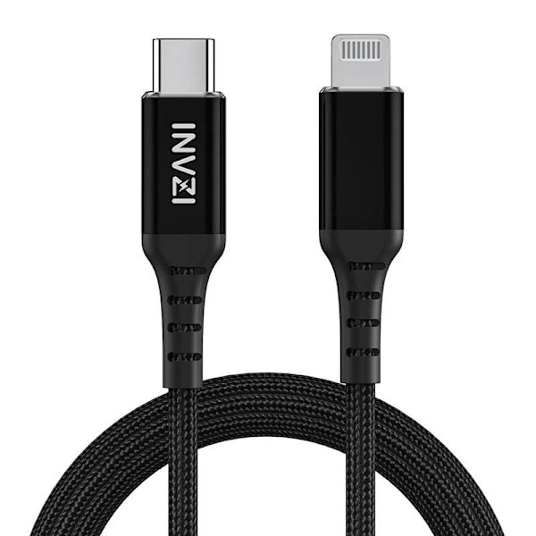 INVZI USB-C till Lightning-kabel, MFi, 2m (svart)