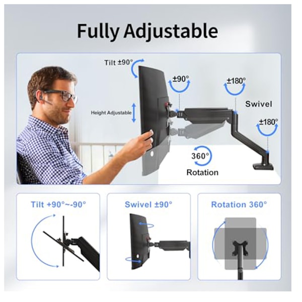 PS80W monitorstativ för stationära datorer under 32 tum