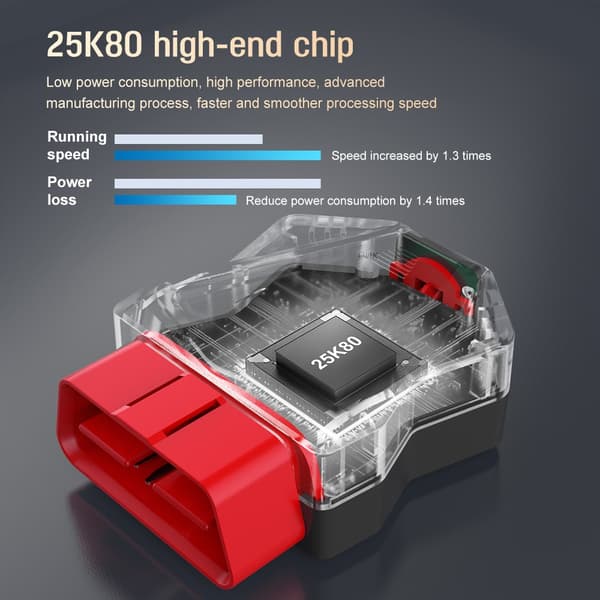 Bil Felkodsläsare OBD2 Bluetooth 5.4 Diagnostikverktyg för Motor, Felkoder, Dataflöde, Fordonsinformation och Prestandatest
