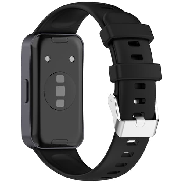 Blød silikonerem til Huawei Band 10/9/8 (metalsnøre) Black Black