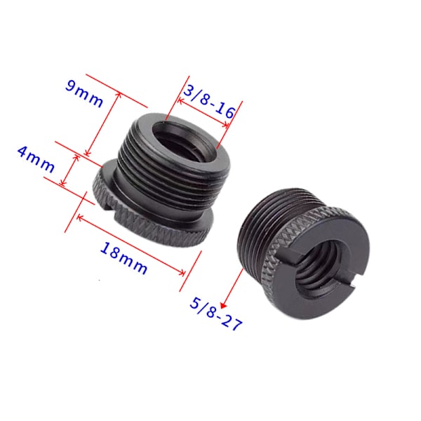 Adapter för stativhuvud 3/8 tum invändig gänga till 5/8 tum utvändig gänga (svart) 5-pack 3/8-16