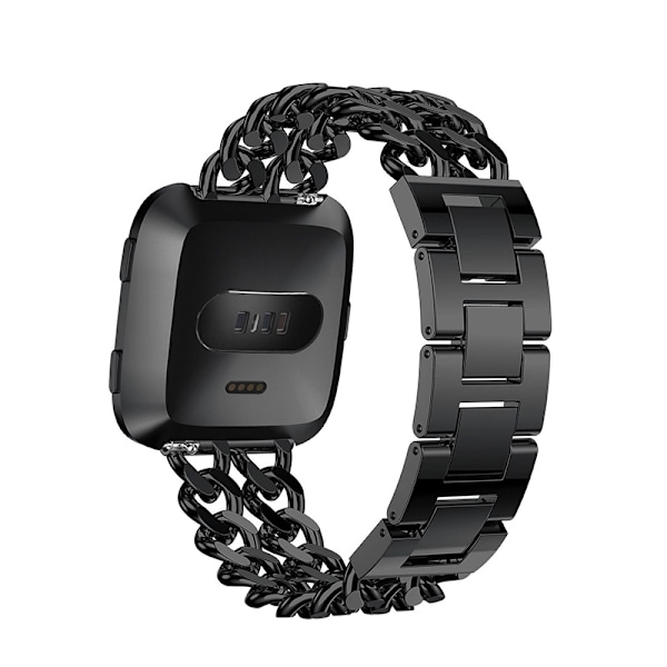 Legering dubbelradig denimkedjerem för Fitbit Versa-serien Fitbit Versa 1/2 Svart