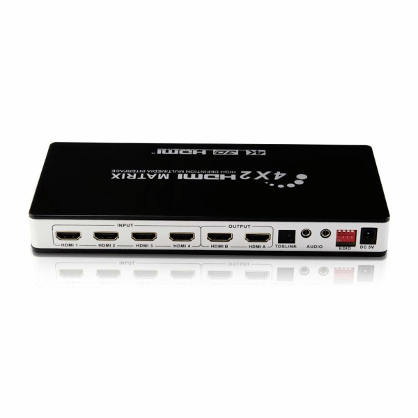 HDMI Matrix 4x2 Switch/Splitter UHD 4K2K 3D med EDID funktion