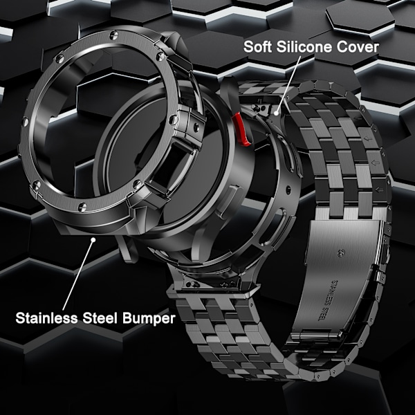 Klockarmband i rostfritt stål för Samsung Watch 5 Pro Svart
