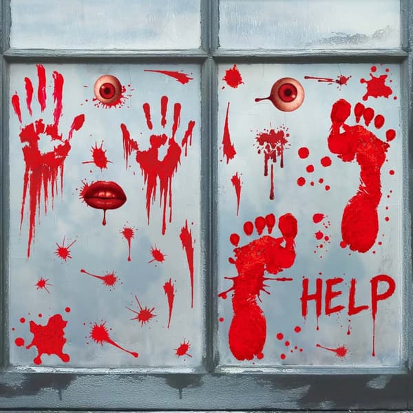 Handavtryck Glasdekaler - 2-pack Halloween Dekoration