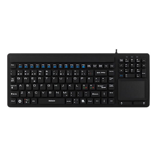 Rubberized keyboard with touchpad, IP68, 104 keys, black
