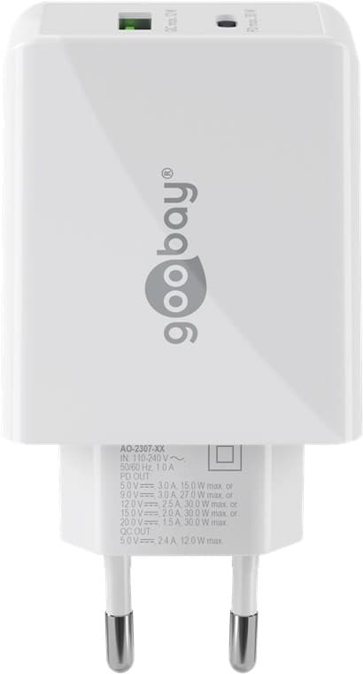 USB-C™ PD dobbelt hurtigoplader (30 W) hvid