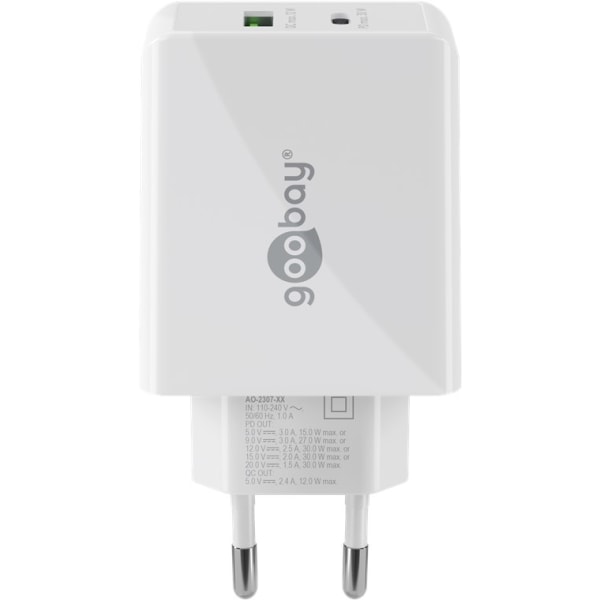 USB-C™ PD kaksoispikalaturi (30 W), valkoinen