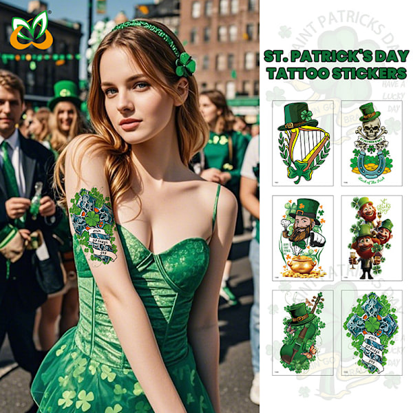 St. Patrick's Day Temporära Tatueringar - 9 Ark