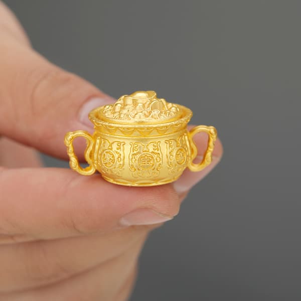 Lyckobringande nyckelring med kinesisk zodiakens förmögenhetskruka och Pixiu-amulett Model 2
