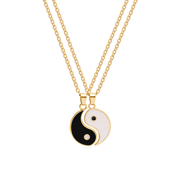 Yin Yang par-halsband med matchande hängen Guld 2 st