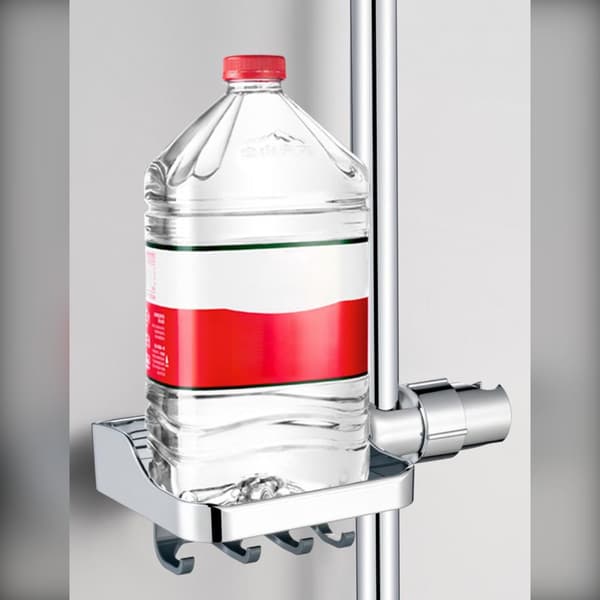 Shower Head Shelf Bracket with Storage Hooks ABS rail-mounted shower caddy kompatibelt med 18-26mm round rail Silver Silver
