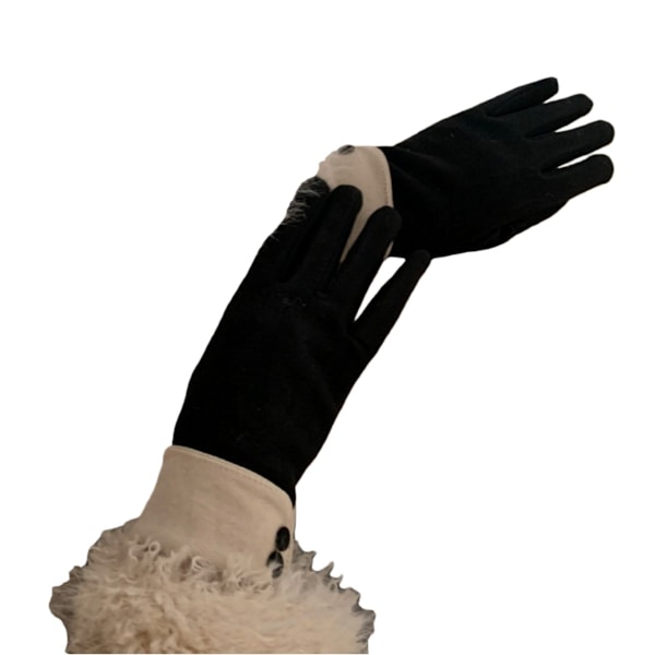 Vinterhandskar med knappdesign, fleecefoder och förstärkning för utomhuscykling Black Black