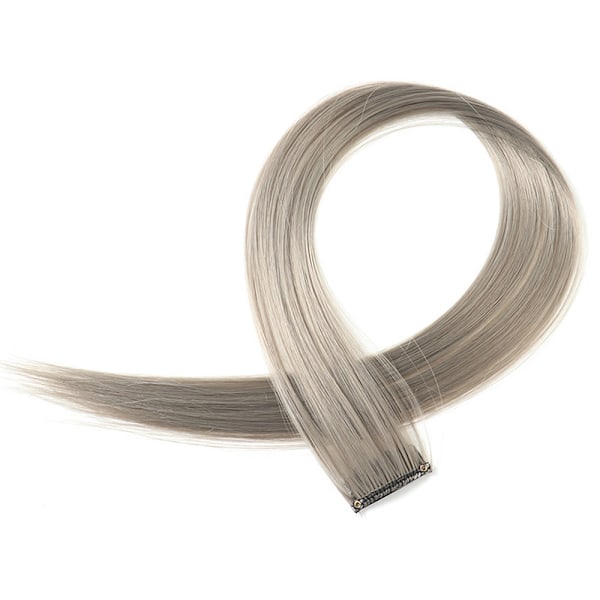 10 st Clip in Hair Extensions Mörkgrå