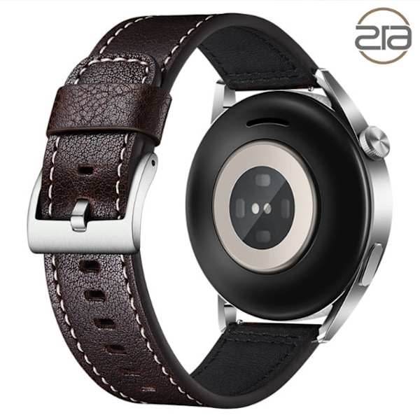 Rem i ægte læder til Samsung Galaxy Watch 4 Kaffe+sort 24 mm