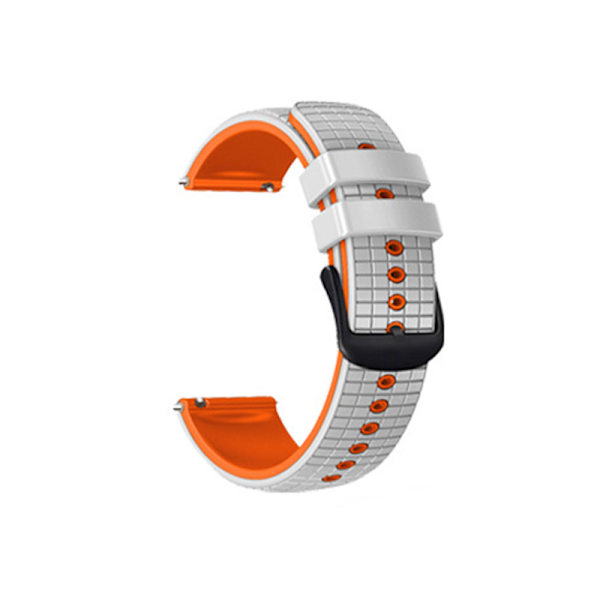 Silikonarmband för Samsung Galaxy Watch 3 & Garmin Forerunner 255 Vit+orange 22 mm