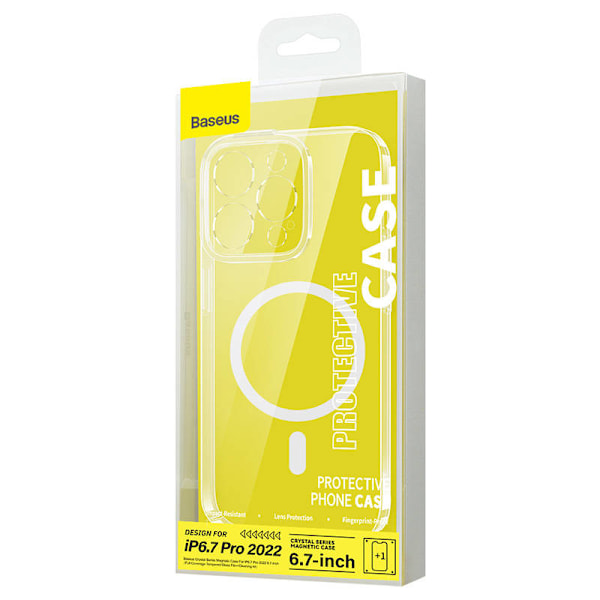Baseus Crystal läpinäkyvä magneettikotelo ja karkaistu lasisetti iPhone 14 Pro Maxille