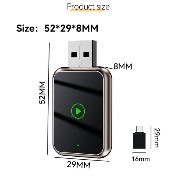 Smart Carplay & Android Auto Trådlös Adapter Box - 2-i-1 USB-dongel för Sömlös Smartphone Integration Champagne Champagne