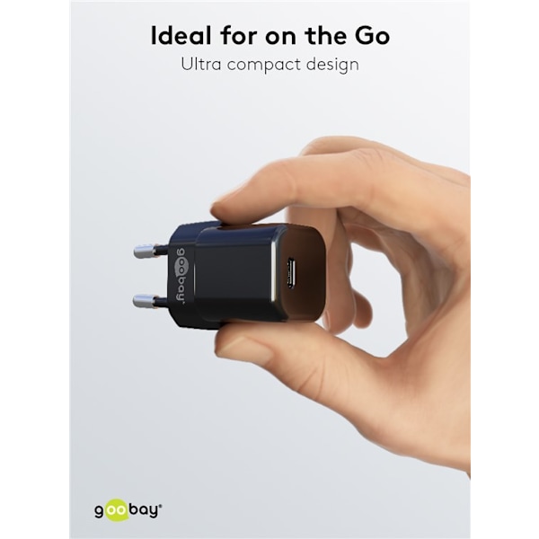 USB-C™ PD GaN hurtigoplader Nano (30 W) sort